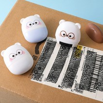 송장 지우개 개인정보 보호 유출방지 스탬프 택배 언박싱 칼 운송장 문서 보안 아기곰 롤러, 블루
