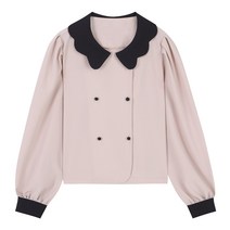 [23 신상] 물결 카라 콩단추 블라우스 (TGBAC2402)