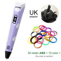 3d프린터펜 3d프린터필라멘트 myriwell 3d 펜 diy 3d 프린터 펜 드로잉, 보라색 uk-50m 복근