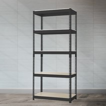 스피드랙 철제선반 조립식 앵글 5단 1100 x 600 x 1200, 블랙, 12mm 강화 MDF 보드