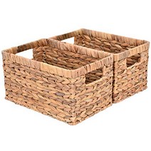 StorageWorks Water Hyacinth Storage Baskets Rectangular Wicker Baskets with Built-in Handles Mediu, 1, Natural (Water Hyacinth 2-Pack