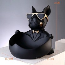 현관 불독 마스크 선반 트레이 프렌치 장식 홈 룸 테이블 장식 액세서리, 러브 불독 블랙
