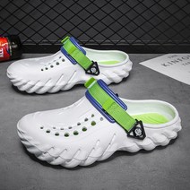 빅 사이즈 2022 여름 남성 샌들 가벼운 EVA 캐주얼 신발 구멍 클로그 연인 홈 가든, White green+38