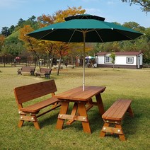 테이블쉼터 분리형 등평세트 4인 방부목 야외테이블 야외용DIY(파라솔별매), 밤색