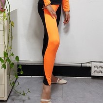 한디자인 리듬체조 연습복 F/W 컬러블록 9부바지 (블랙+오렌지)