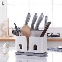 +[플렉스온]+만능 스탠드형 칼꽂이 화이트+그레이 투톤 블록 보관 주방 조리도구 블럭[FLEXONmarket]+