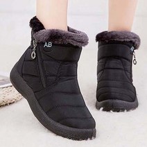 Women Boots Snow Flat Ladies Shoes Waterproof Zipper For Comfortable Fur Mujer Winter, 08 42, 07 black boots_08 42
