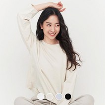 [지오다노] 세미 크롭 긴팔 크루넥 티셔츠 05372507