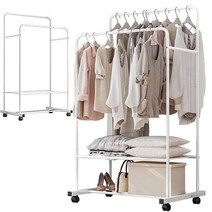 수납선반형 이동식 2단행거 옷걸이 스탠드 80x160cm