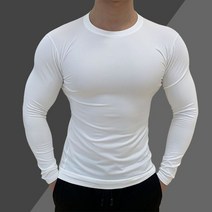가성비전기자전거 전기전동자전거 남성용 압박 티셔츠 타이트 러닝 조깅 운동 스포츠웨어 긴 소매 러쉬, 08 B-White, 03 L Fit ( 66-75 Kg )
