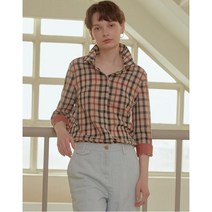 20SS 닥스숙녀 브라운 체크 울혼방 7부소매셔츠 DLSH0B301W3