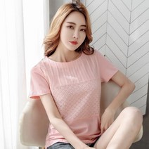 플라워 반팔 블라우스 꽃무늬 셔츠 여성 라운드 카라 화이트 레이스