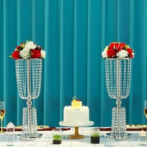 웨딩장식 12 pcs 아크릴 크리스탈 웨딩 도로 리드 테이블 꽃 스탠드 촛대 중심 파티 장식 용품 2622, [02] 60cm tall, [01] gold metal