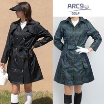 특가! 여성 골프 우비 + 보관 파우치 트렌치 레인코트 비옷 기능성 방수 우의 자켓 바람막이 점퍼, 블랙