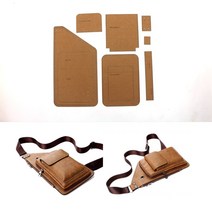 가죽공예 도안 DIY 가죽 공예 남자 큰 크기 가슴 가방 크래프트 템플릿 바느질 패턴 세트 37x20cm, 없음, 1개