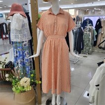 스테파니 DP01 허리밴딩 체크 롱 원피스 A22SO2607