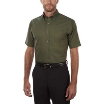 Van Heusen 남성용 반소매 드레스 셔츠 레귤러 핏 옥스포스 솔리드 블루 3XL