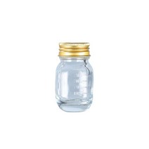 유리 시약 병 30 ml 용량 투명한 넓은 입 고체용 과학적 유리 제품, 금빛 뚜껑, 3.9cmx6.9cm