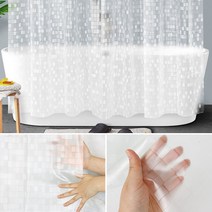 욕실 샤워커튼 방수 3D 반투명 모자이크 패턴 샤워실 비닐가림막, 180cm x 180cm, 투명계열