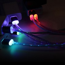 휴베로 트윙클 LED USB 충전케이블 C타입 고속충전 라이트 발광케이블 데이터전송, 1개, LED케이블(C타입)/색상랜덤