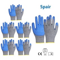 Andanda 5pairs 작업 장갑 Roving Palm 담근 라텍스 장갑 기계 수리 원예 보안 보호 안전 장갑, 5개 쌍