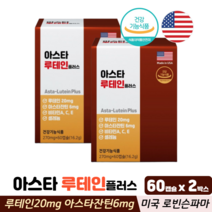 미국 루테인 아스타잔틴 눈영양제 빌베리 비타민A 셀레늄 식물성캡슐 식약처인증 뉴테인, 60캡슐, 2박스