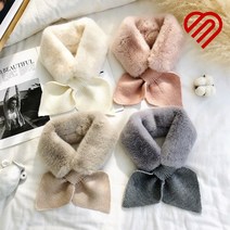 밍크 페이크 퍼목도리 리본 숏 여자 털목도리 겨울 머플러