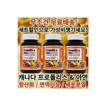 캐나다 직수입 프로폴리스 아연 비염 염증 면역력 에 좋은 영양제 약 90 캡슐 3개, 캐나다 직수입 프로폴리스 아연 비염 염증 면역력 에 좋