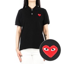 [꼼데가르송] (P1T005 BLACK) 여성 카라 반팔 티셔츠 22FW