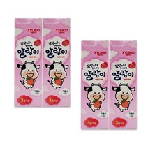 [홍스타] 말랑카우 말랑이 저불소 어린이 치약 80g 4개 아동치약 자일리톨함유, 딸기향 80g 4개