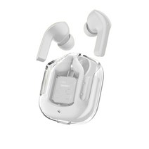 SMABAT 블루투스 5.1 무선 이어폰 통화 소음 취소 투명디스플레이 스포츠 뮤직 이어폰, 화이트