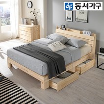 동서가구 순수 히노끼 수납헤드 편백나무 100% 프레임 2서랍 수납침대 킹 K+필로우탑 9존독립 매트리스 DF642842, 내추럴
