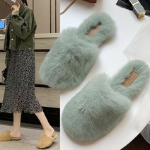 따뜻한 여성 털 실내화 실내용슬리퍼 소음방지, 민트_230mm／FREE