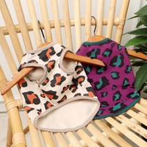 뻬르끌로 S~3XL 기모 호피 민소매 티셔츠, 퍼플