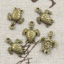 커먼머스크 터틀 톡토기 소라게 렉사 달팽이 매력 거북이 바다 16x12mm 골동품 청동 실버 컬러 펜던트 DIY, 02 앤틱 청동 도금