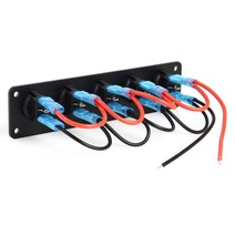 자동차 해양 보트 블루 LED 독특한 부품 휴대용 장식품 5 구 로커 스위치 패널 12V 20A 24V 10A DC On/Off, 한개옵션0