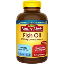 자연에서 만든 생선 기름 1200 mg 소프트젤 생선 기름 보조제 건강한 심장 지원을 위한 오메가 3 생선 기름 230 소프트젤이 포함된 오메가 3 보충제 115일분, 150카운트(1팩)