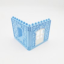 요고요 유아용 블록 듀플로 호환 놀이공원 피규어 소품, 18. 벽채 (하늘색)