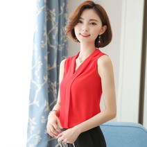 온스타일러 브이라인 쉬폰 민소매블라우스 나시 여성 정장 블라우스
