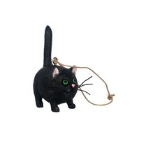 THE WAROOM SHOP 수지 고양이 입상 펜던트 장식 고양이 연인 선물 장식 거울 장식 크리스마스 트리, 검은 색