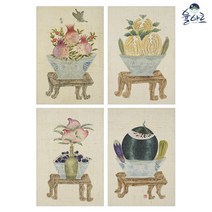 기명소과도 4폭 민화 도안 본그림 민화그리기 본 공모전 취미 원데이클래스 수업자료 컬러링 민화본, 기명소과도4, 고급 닥순지, 대형