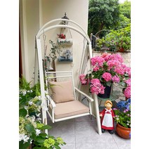 스윙 그네 정원 의자 빌라 마당 통나무 원두막 테라스, 행크 싱글 스윙 화이트