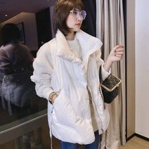 단톤패딩조끼 베스트 오버핏 여성 경량 숏 패딩 조끼 흰 반팔 고급 무스탕 누빔 빅사이즈 역시즌 아우터