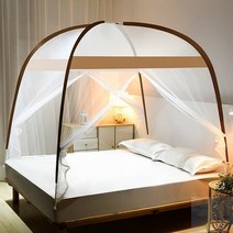 차차미 침대 그물망 원터치 모기장 접이식 텐트 해충 모기 방지, 커피색
