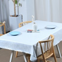 아그레가 방수 린넨 식탁보, 라이트블루, 6인용(140x240)