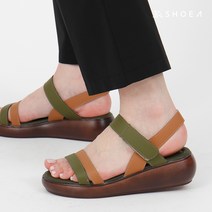 슈아 소가죽 발편한 여성단화 여름신발 배색 통굽 끈샌들