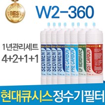현대큐시스 W2-360E 고품질 정수기 필터 호환 전체세트, 선택2 - 11인치 양방향 1년관리세트(4+2+1+1=8개)