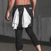 남자 2in1 투인원 레깅스 일체형 반바지 트레이닝 짐웨어
