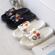 러브 파츠 슬리퍼 욕실화 (4type), 블랙 L