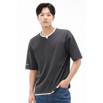 체이스플러스 세미오버핏 트임넥 레이어드 티셔츠 뉴코아울산성남